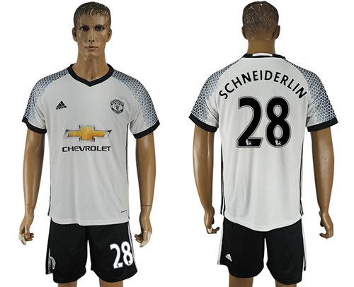 Manchester United #28 Schneiderlin White Soccer Club Jersey